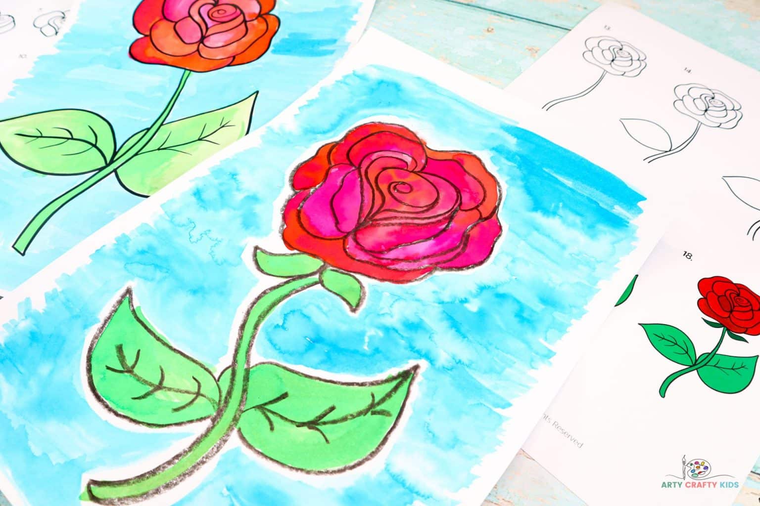 How to Draw a Rose - Step by Step Guide - Arty Crafty Kids