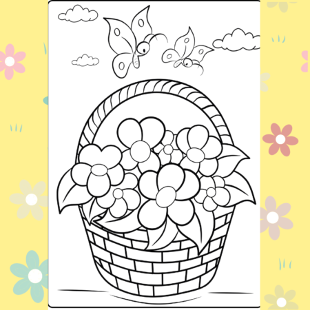 Basket of Flowers coloring page | Arty Crafty Kids