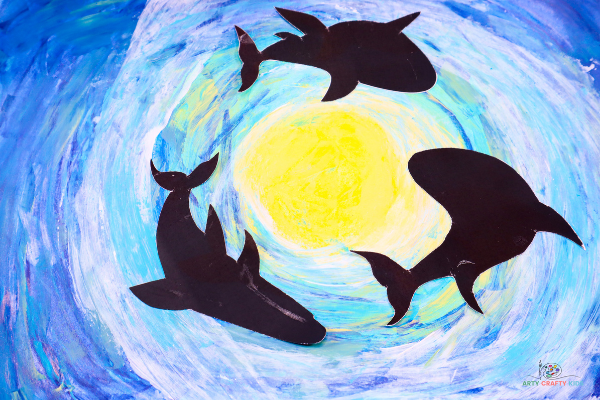 Easy Shark Painting for Kids with Free Printable