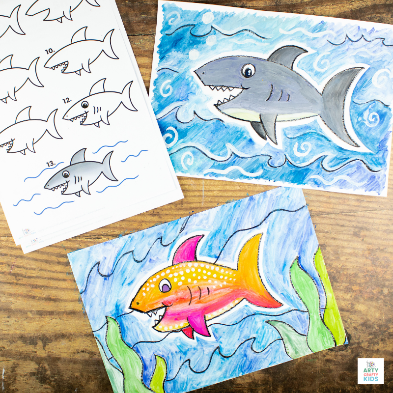 How to Draw a Happy Shark Kids Watercolor Tutorial - YouTube