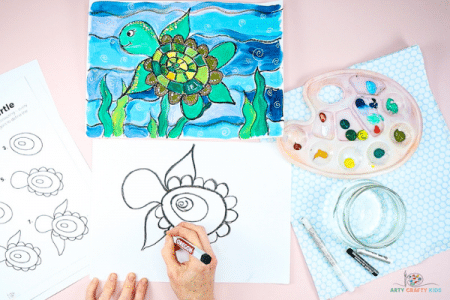 How to Draw a Turtle - Printable Turtle How to Draw - Arty Crafty Kids