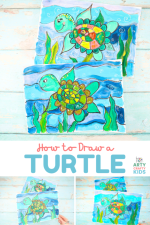 How to Draw a Turtle - Printable Turtle How to Draw - Arty Crafty Kids