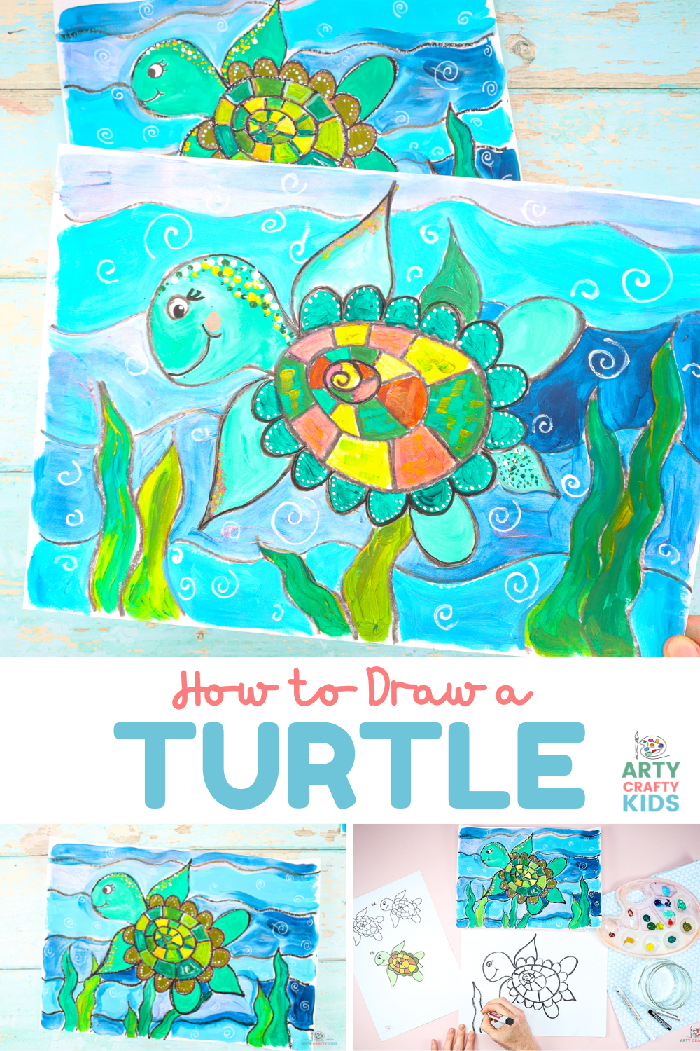 How to Draw a Turtle - Printable Turtle How to Draw - Arty Crafty Kids