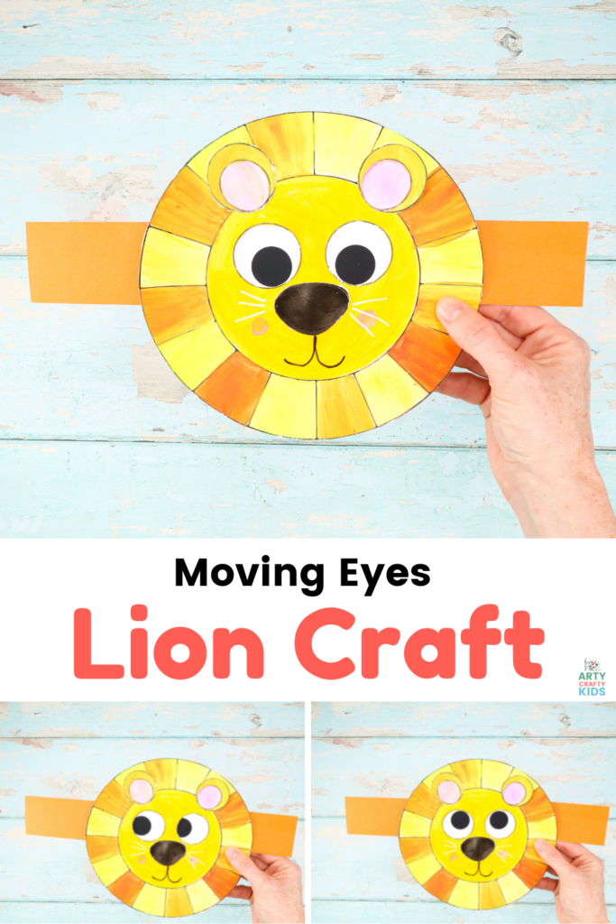 Fun and easy Moving Eyes Lion Craft for kids. This is lion craft can be paired with books, films or imaginative games to bring the character of the lion to life. Children to engage in pretend play and consider the emotions the rolling eyes convey.