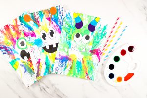 Blow Painting with Straws Monster Art - Arty Crafty Kids