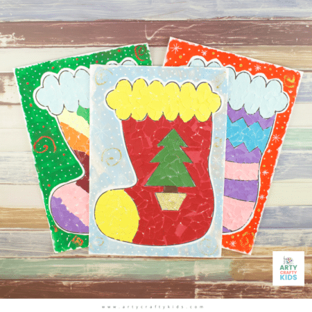 Paper Collage Christmas Stocking Art - Arty Crafty Kids