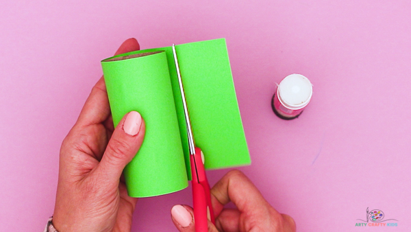 Step 2: Wrap the Paper Roll in Bright Green Paper