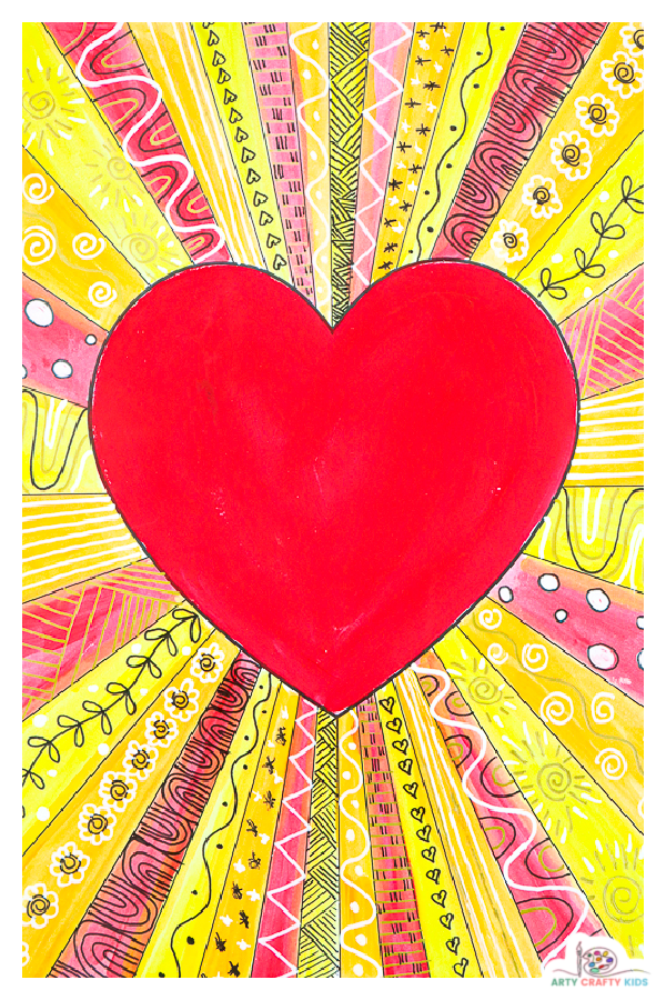 Heart Sunburst Painting  Watercolor Painting with Kids - Arty