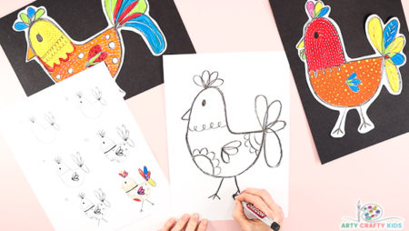 How to Draw a Chicken - An Easy to Draw Chicken - Arty Crafty Kids