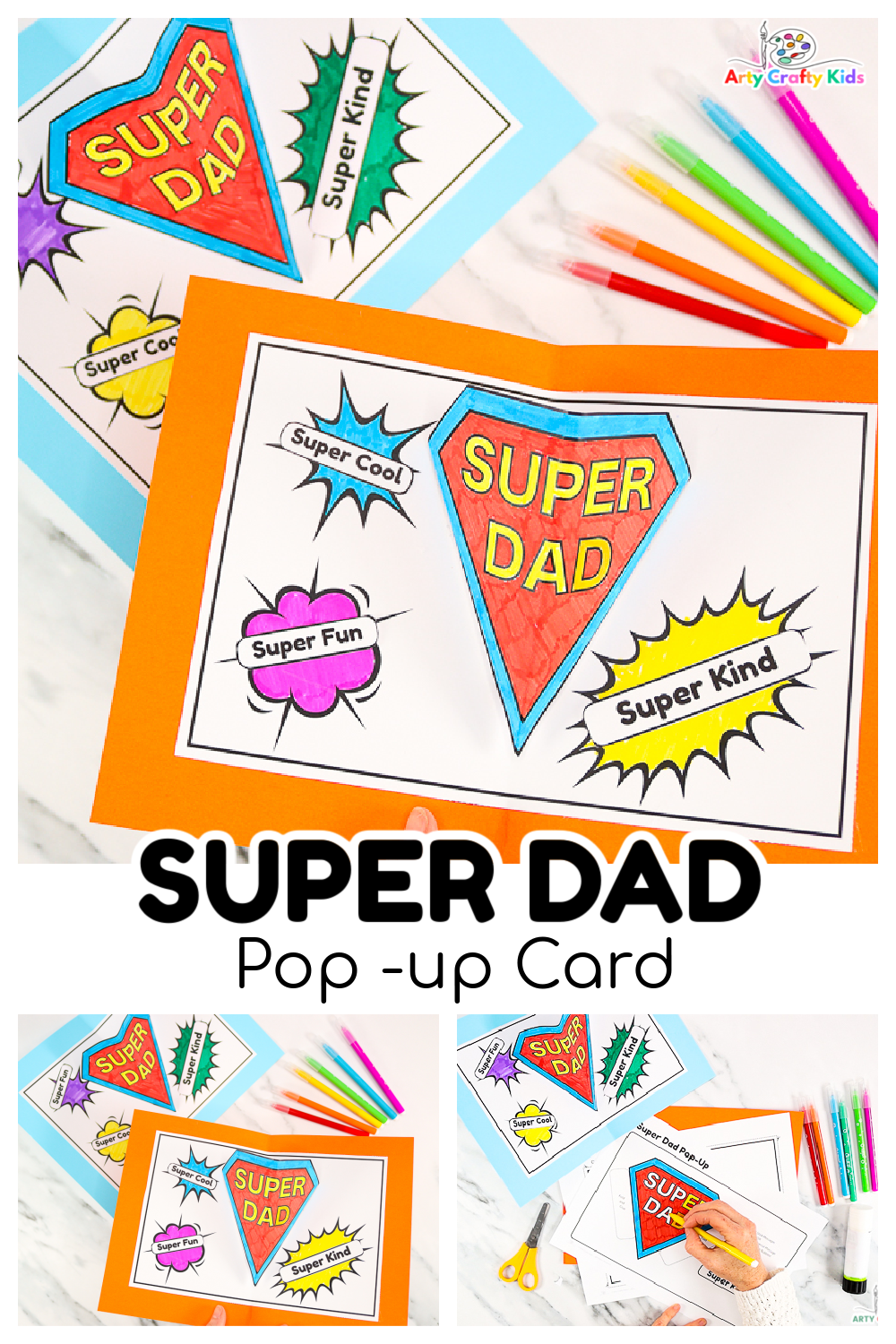 Super Dad Pop Up Card for Father's Day - Arty Crafty Kids