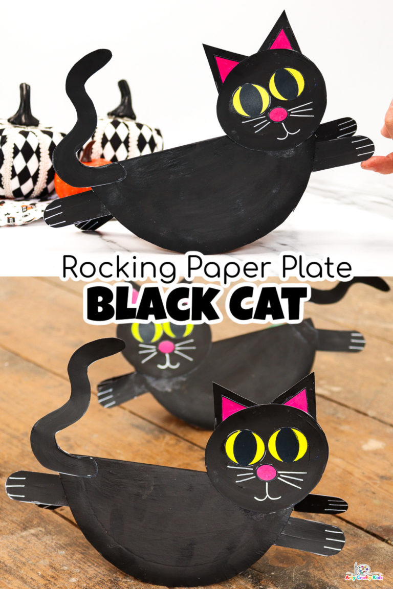 Rocking Paper Plate Black Cat - Arty Crafty Kids