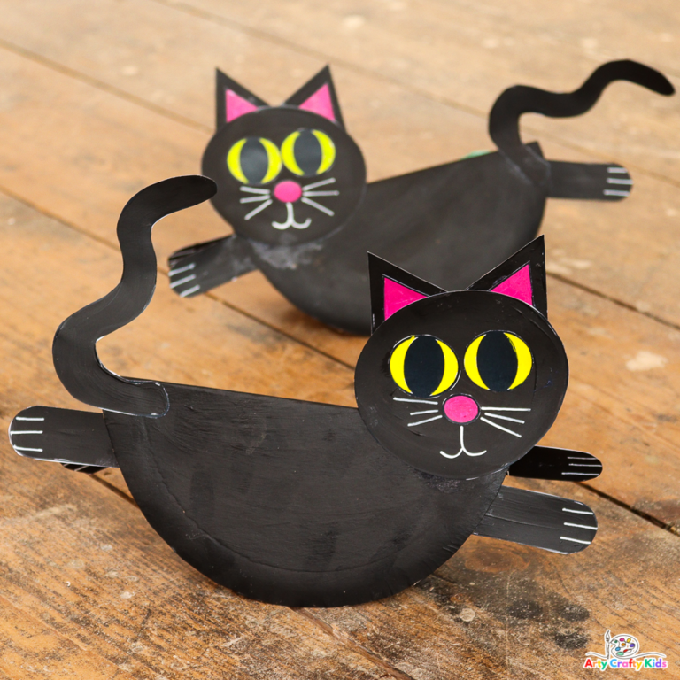 Rocking Paper Plate Black Cat - Arty Crafty Kids