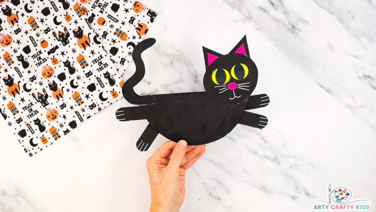 Rocking Paper Plate Black Cat - Arty Crafty Kids