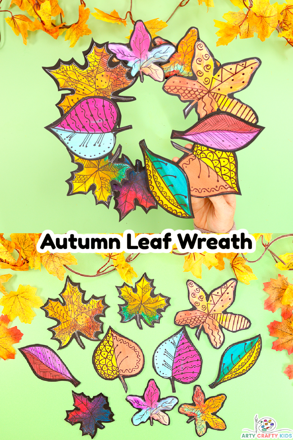 Autumn Paper Leaf Wreath - Arty Crafty Kids