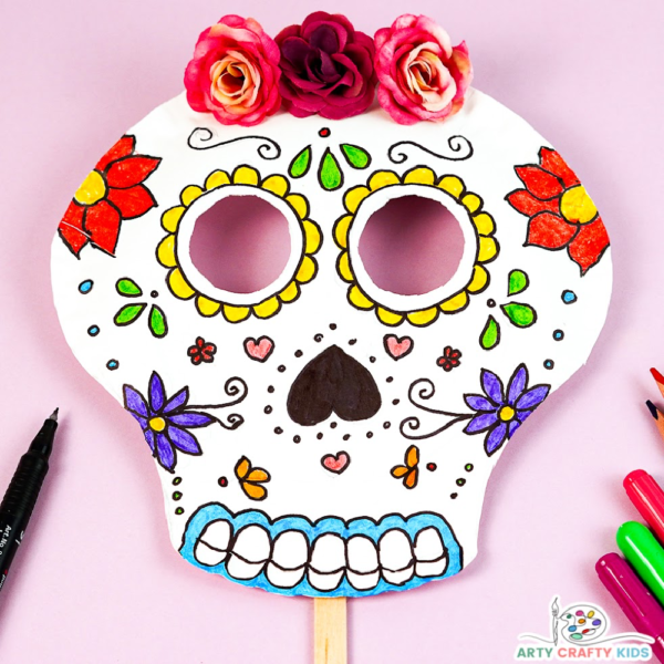 Paper Plate Sugar Skull Craft for the Day of the Dead - Arty Crafty Kids