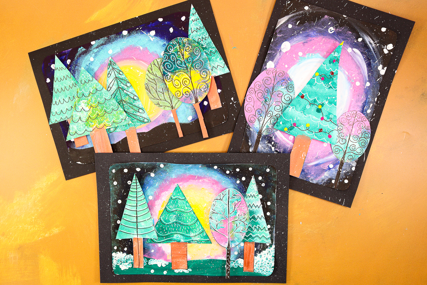 Winter Tree Art Project with Sponge Painting - Arty Crafty Kids