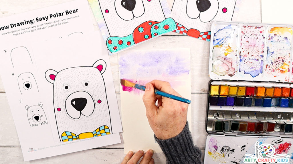 Easy Polar Bear Drawing and Art Project - Arty Crafty Kids