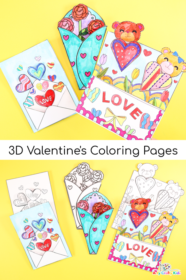 3D Valentine's Day Coloring Pages and Crafts - Arty Crafty Kids