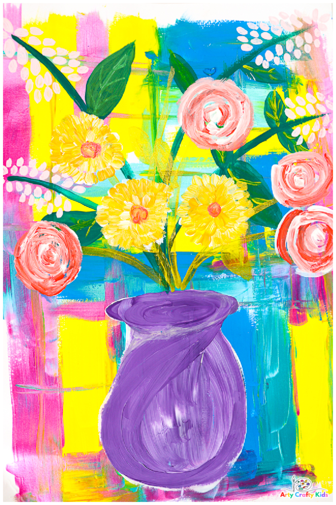 easy paintings of flowers for kids