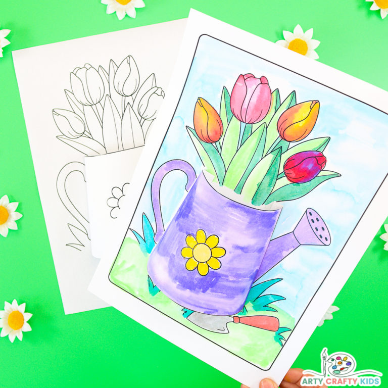 10 Cute 3D Spring Coloring Pages and Crafts - Arty Crafty Kids