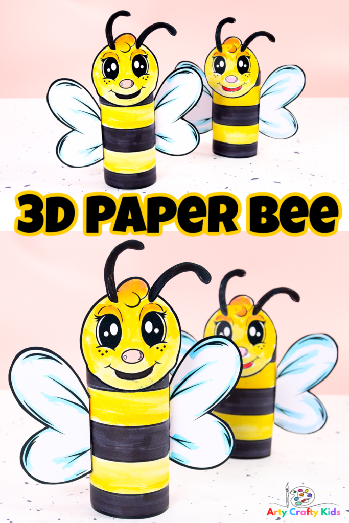Easy and Cute Paper Heart Bee Craft [Free Printable Template]