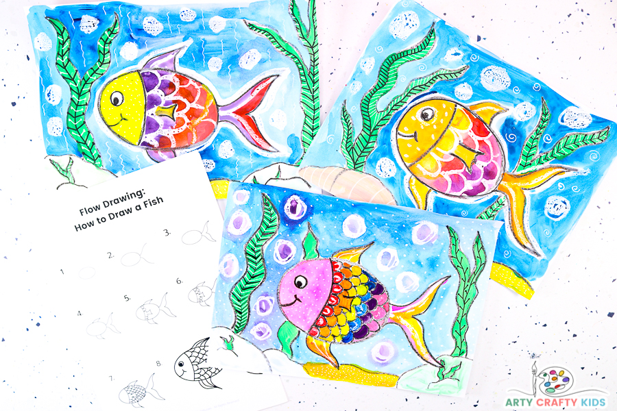How to Draw a Fish  Easy Summer Art Idea - Arty Crafty Kids
