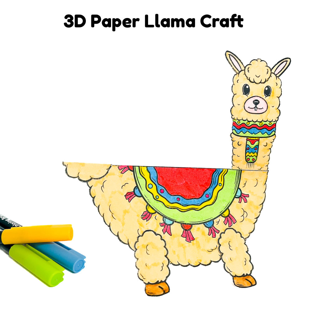 3D Llama Craft Template Arty Crafty Kids