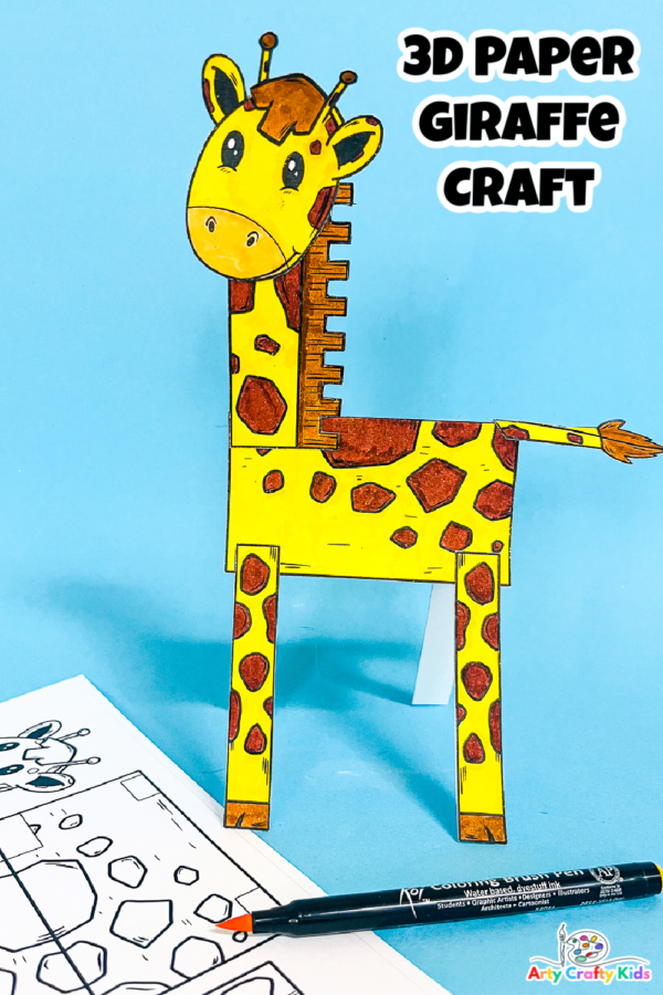 3D Printable Giraffe Craft A Giraffe Coloring Craft Arty Crafty Kids