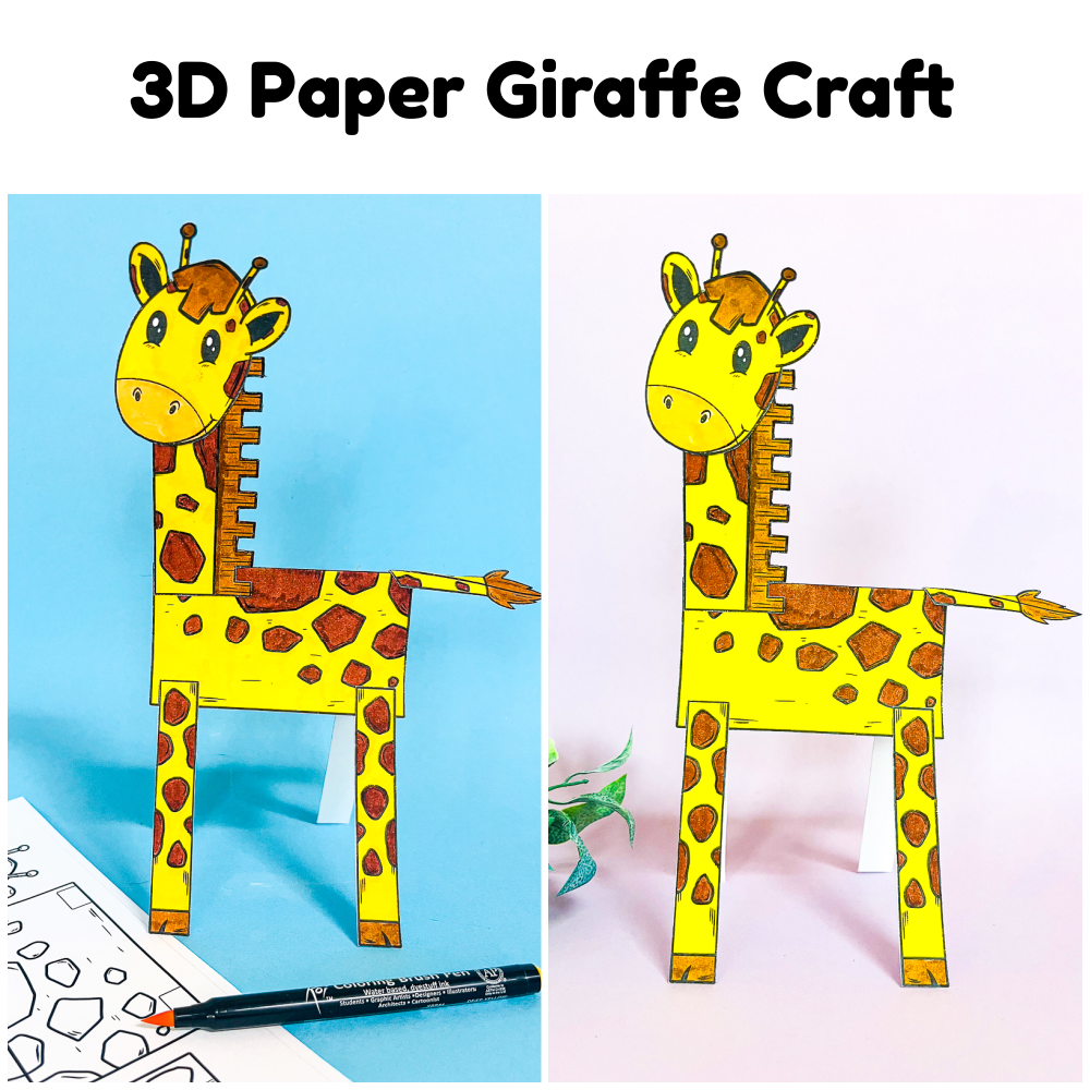 3D Giraffe Craft Template Arty Crafty Kids