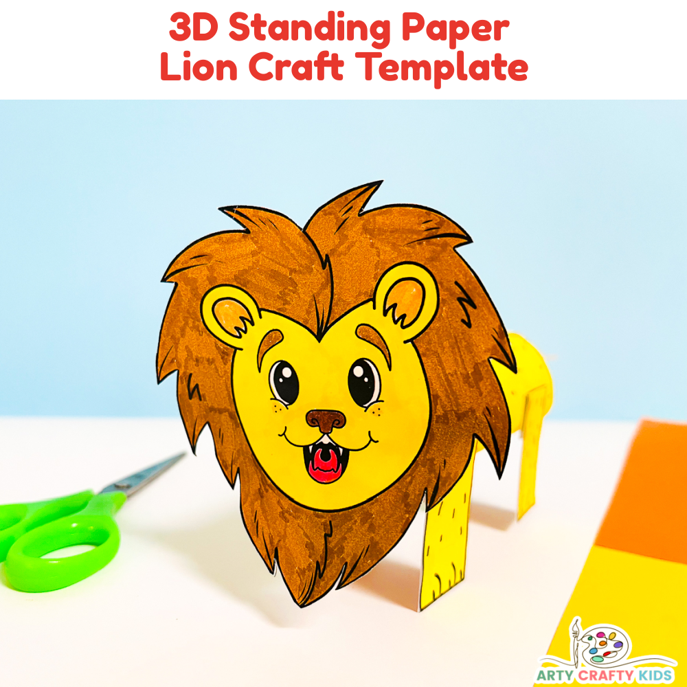 3D Standing Lion Craft Template Arty Crafty Kids