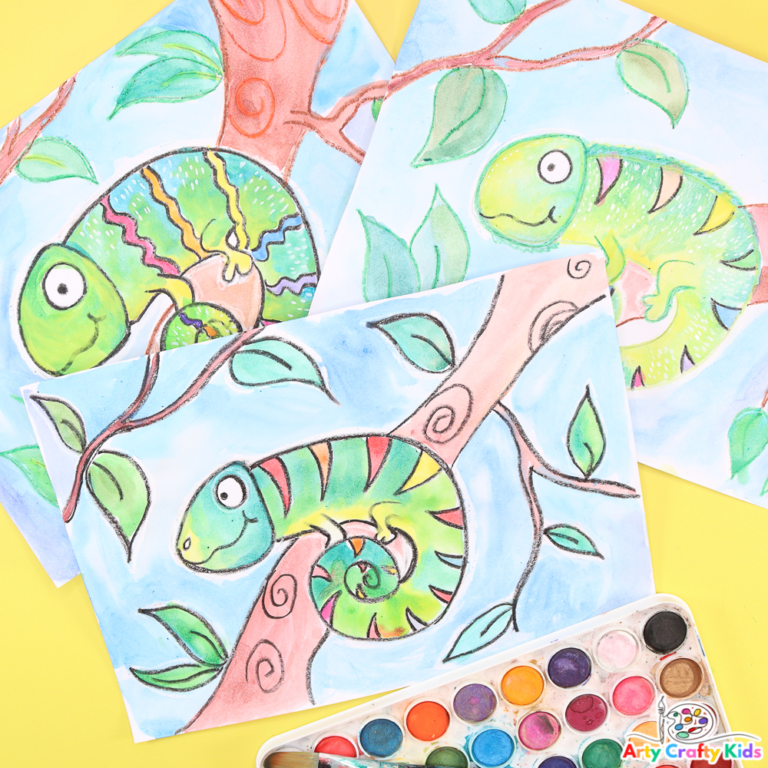 How to Draw a Chameleon | Easy Step-by-Step & Templates - Arty Crafty Kids