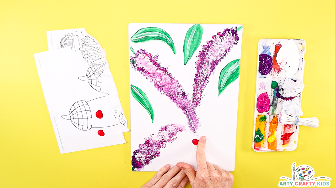 Easy Flower Painting with Fingerprint Butterflies & Butterfly Bush ...