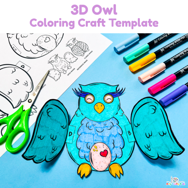 3D Printable Owl Craft | An Easy Owl Coloring Craft - Arty Crafty Kids