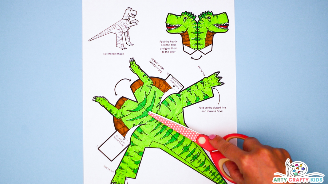 3D Tyrannosaurus Rex Paper Dinosaur Craft - Arty Crafty Kids