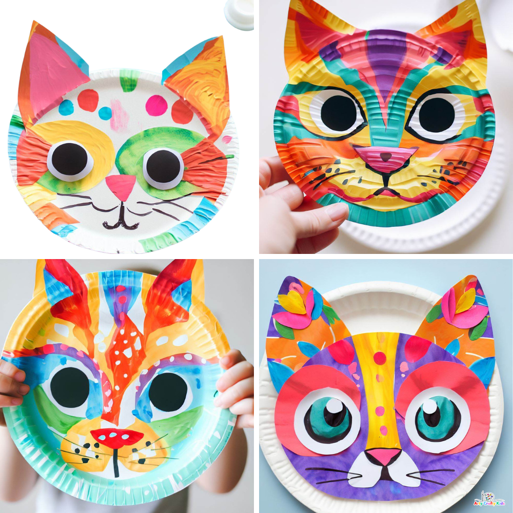 Cat masks paper template - Easy printable kids crafts - Happy