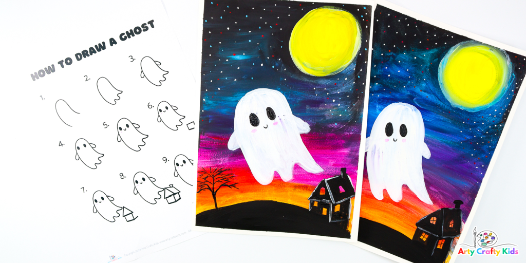 How to Draw a Ghost  Step-by-Step Painting Tutorial - Arty Crafty Kids