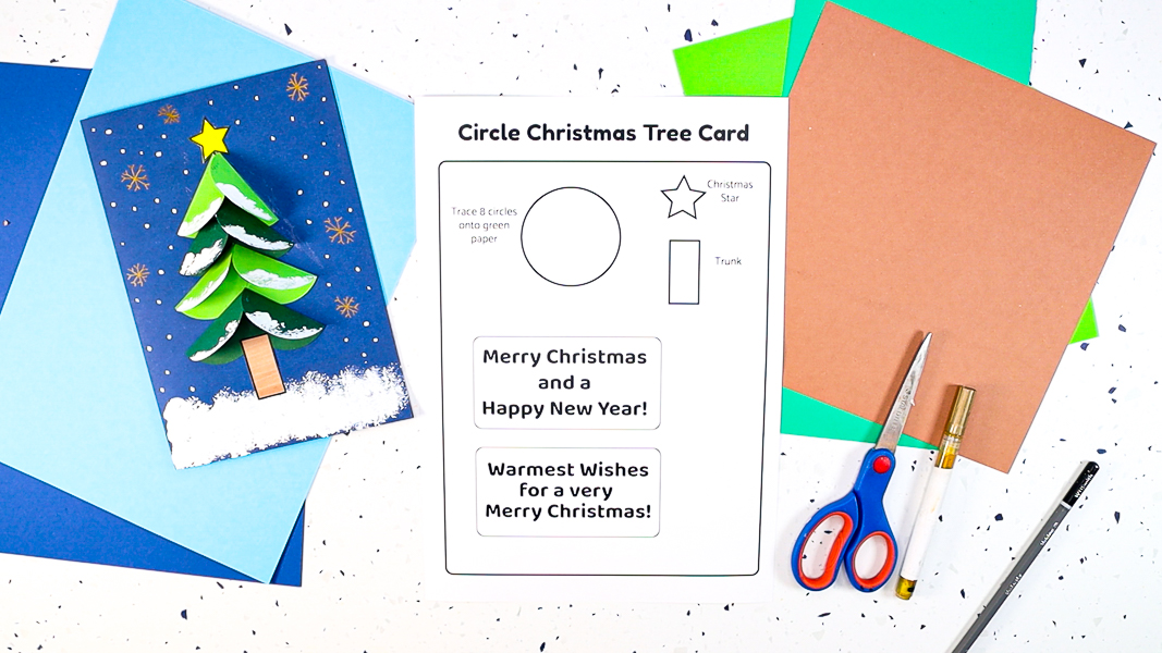 Paper Circle Christmas Tree Card Homemade Christmas Card Arty