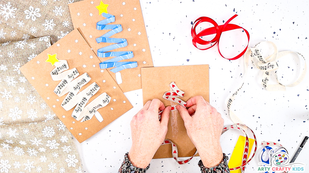 Ribbon Christmas Tree | Easy Homemade Christmas Card - Arty Crafty Kids