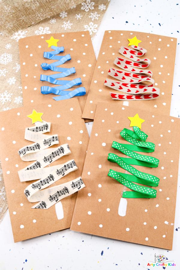 Ribbon Christmas Tree | Easy Homemade Christmas Card - Arty Crafty Kids