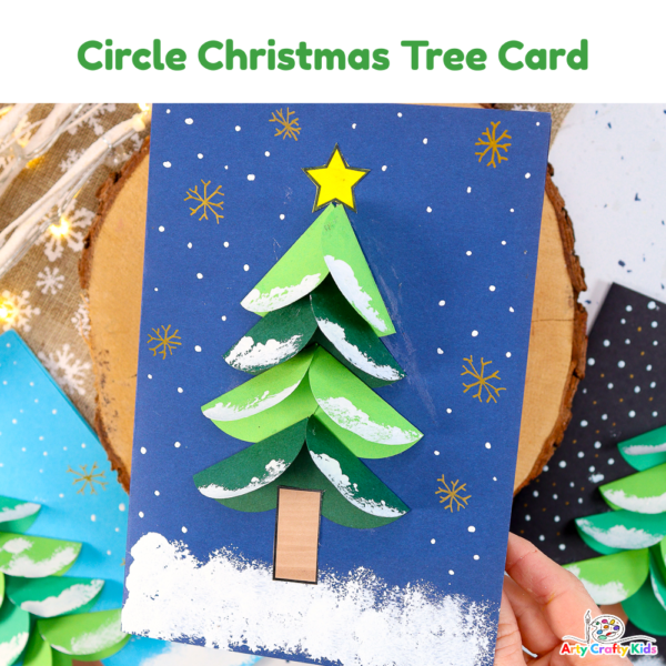 Paper Circle Christmas Tree Card - Homemade Christmas Card - Arty ...