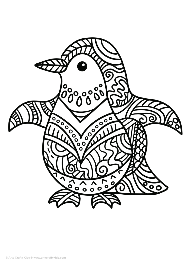 Printable Penguin Coloring Pages for Kids - Arty Crafty Kids