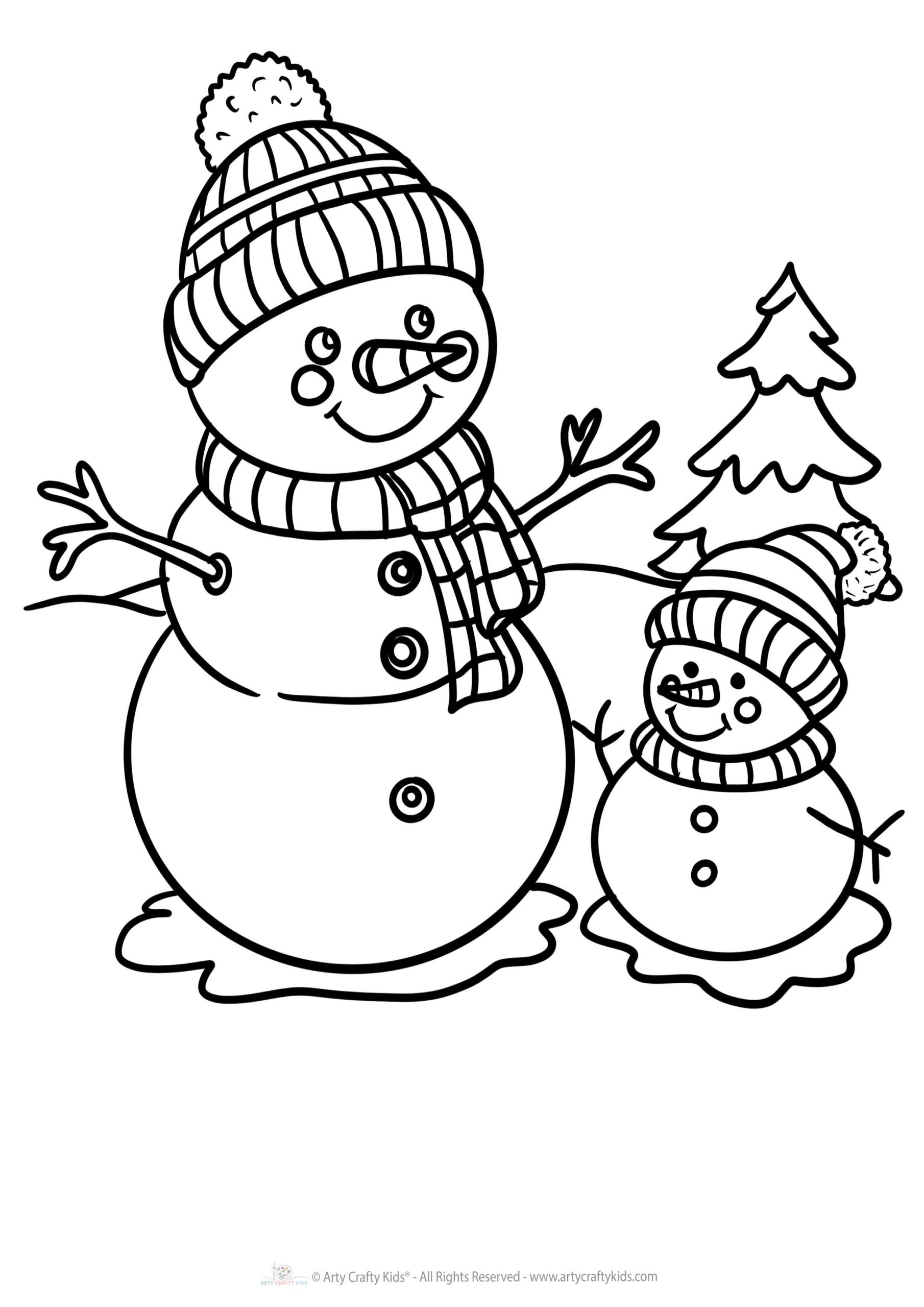 Printable Snowman Coloring Pages for Winter Fun - Arty Crafty Kids