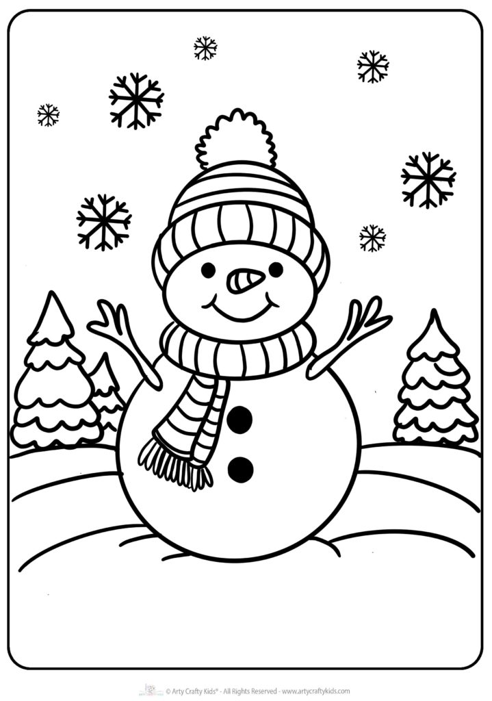 Printable Snowman Coloring Pages For Winter Fun - Arty Crafty Kids