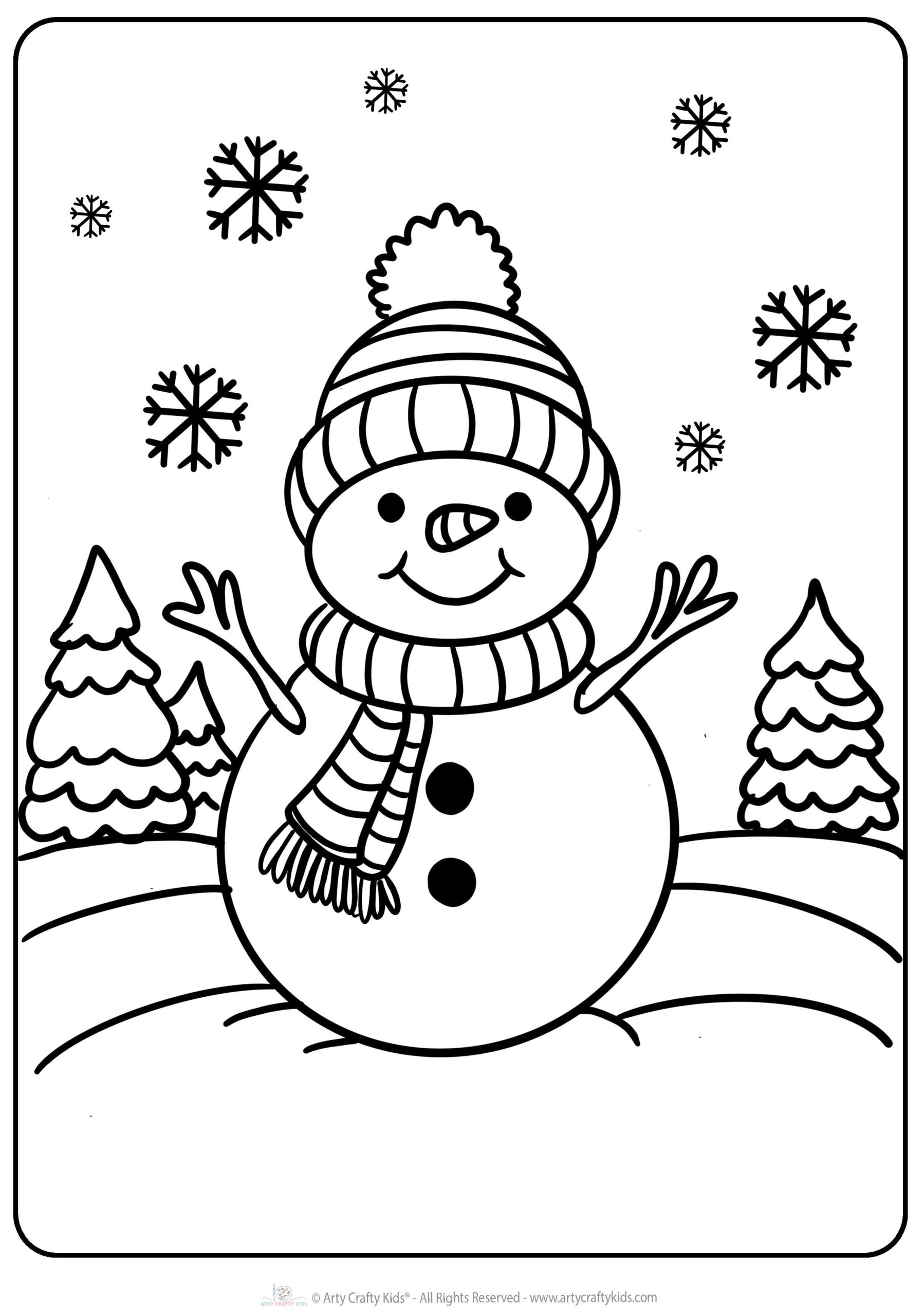 Printable Snowman Coloring Pages for Winter Fun - Arty Crafty Kids