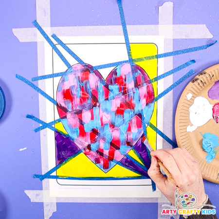 Tape Resist Heart Painting Arty Crafty Kids   Tape Resist Heart Painting For Kids 17 450x450 