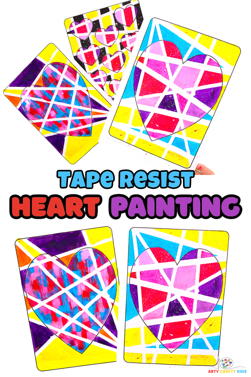 Tape Resist Heart Painting Arty Crafty Kids   Tape Resist Heart Painting For Kids 2 