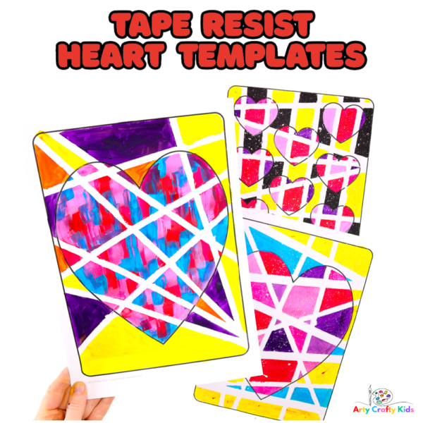 Tape Resist Heart Painting - Arty Crafty Kids