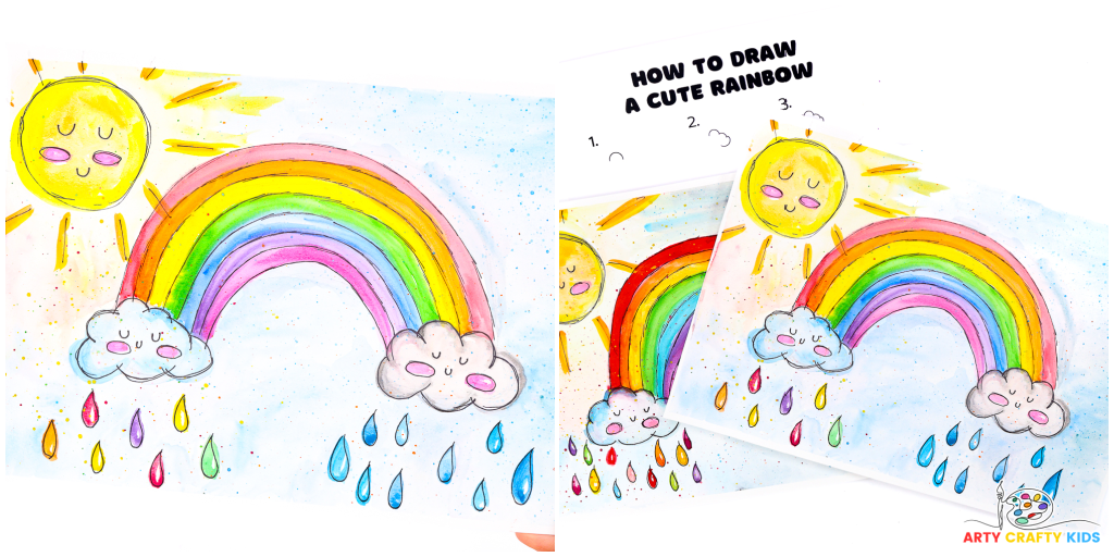 Easy Drawings | How to Draw Cute Kawaii Cloud with Rainbow | Color and Draw  Step by Step - YouTube