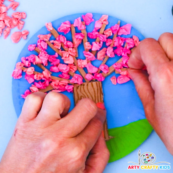 Paper Plate Spring Tree Craft - Arty Crafty Kids