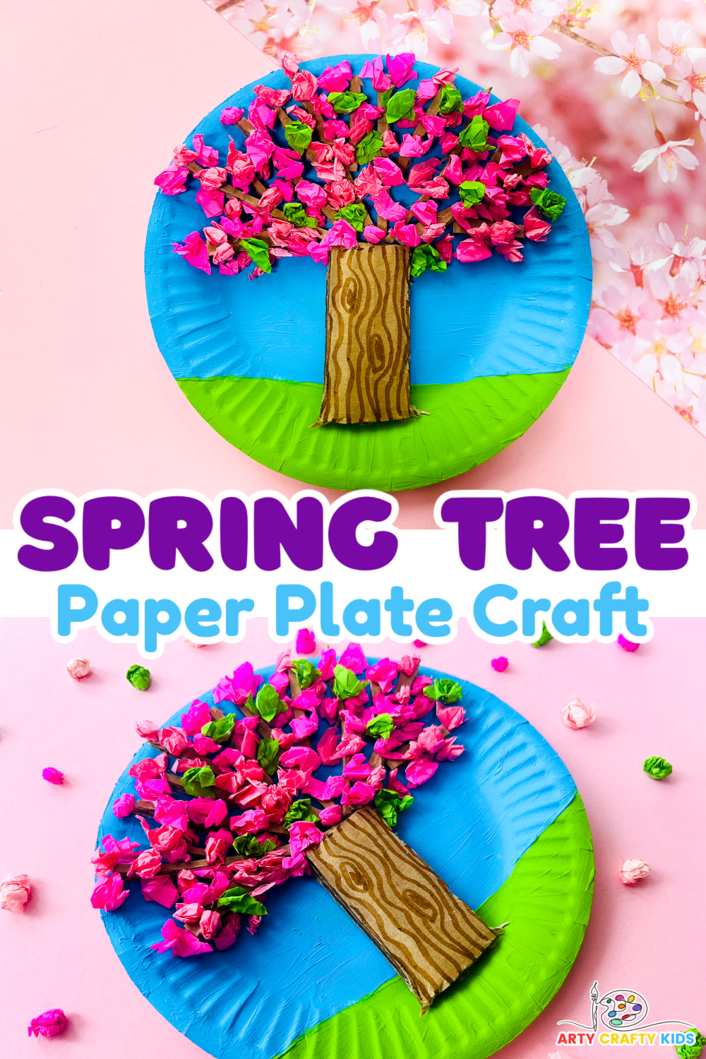 Paper Plate Spring Tree Craft - Arty Crafty Kids